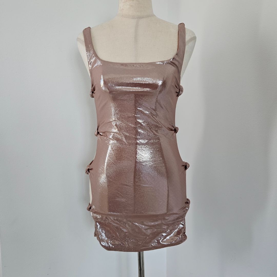 Skims Liquid Shine Swim Knotted Tank Cinnamon Dress
