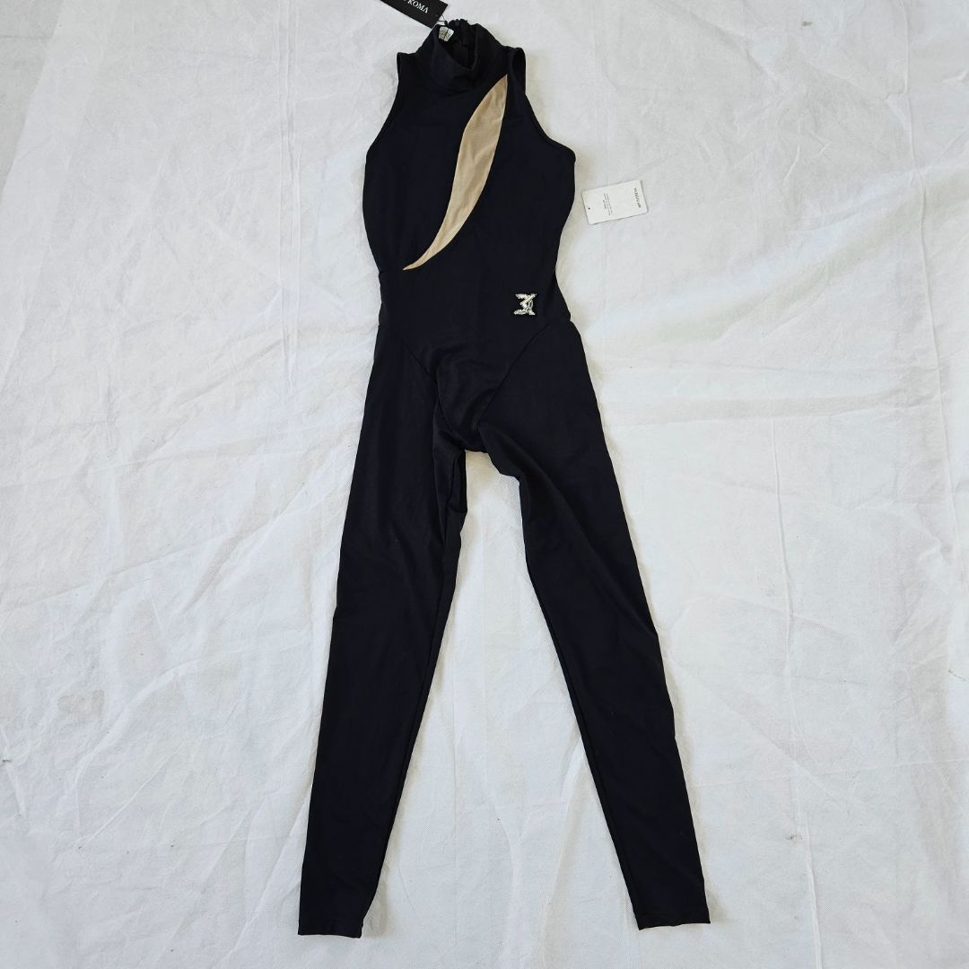 David Koma black chest cut out net insert catsuit