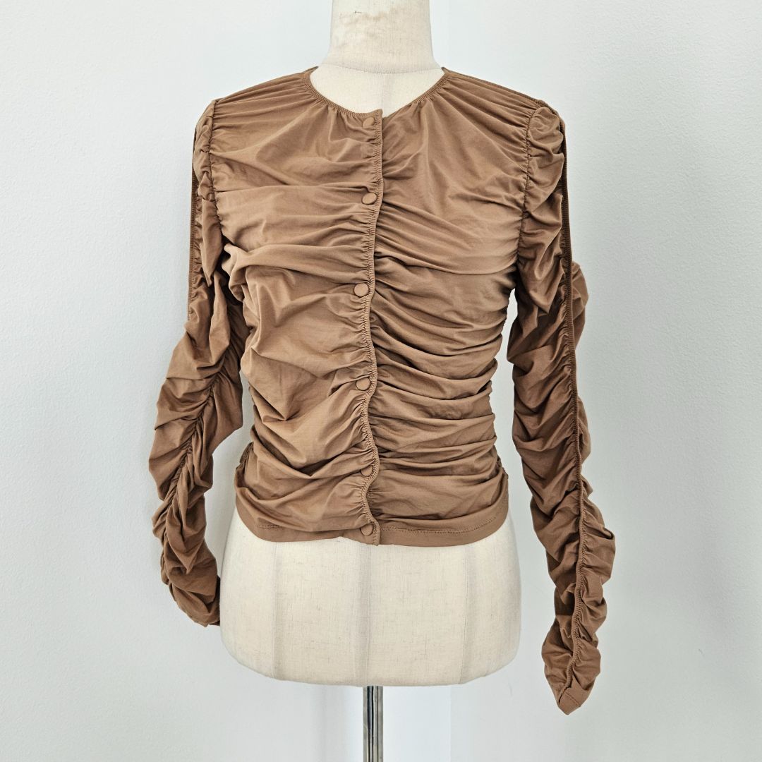 Alexander Wang Ruched Long Sleeve button up Top