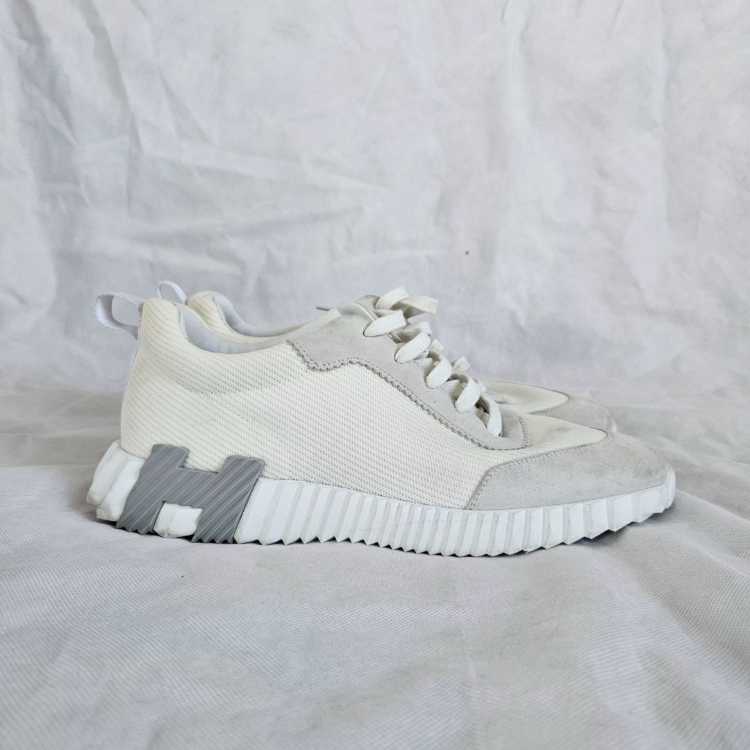 Hermes White/Grey Bouncing Sneaker Shoes, 43