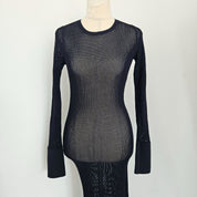 Alaia Navy Crochet Maxi Body Dress