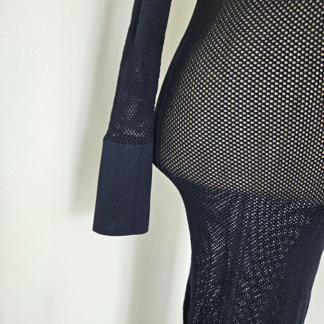 Alaia Navy Crochet Maxi Body Dress