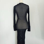 Alaia Navy Crochet Maxi Body Dress