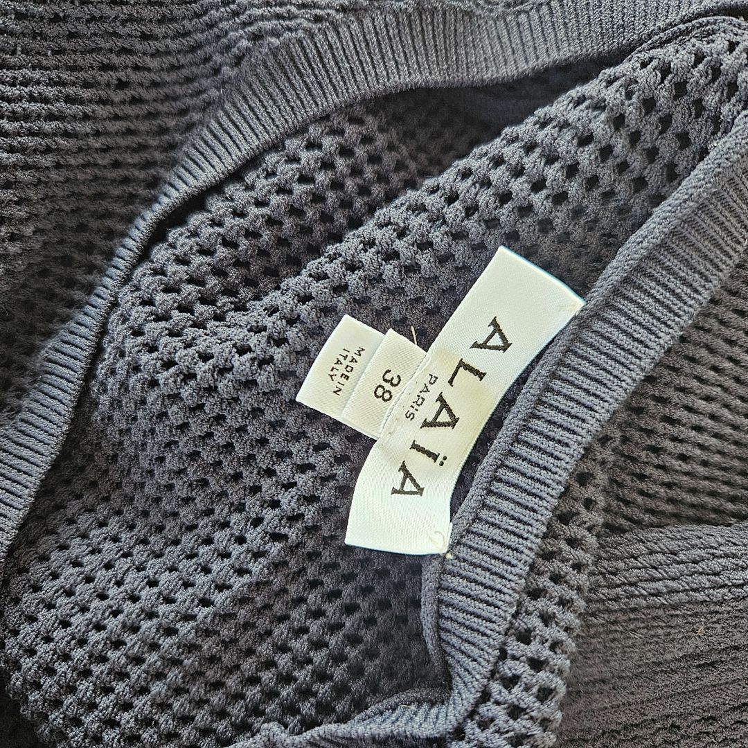 Alaia Navy Crochet Maxi Body Dress