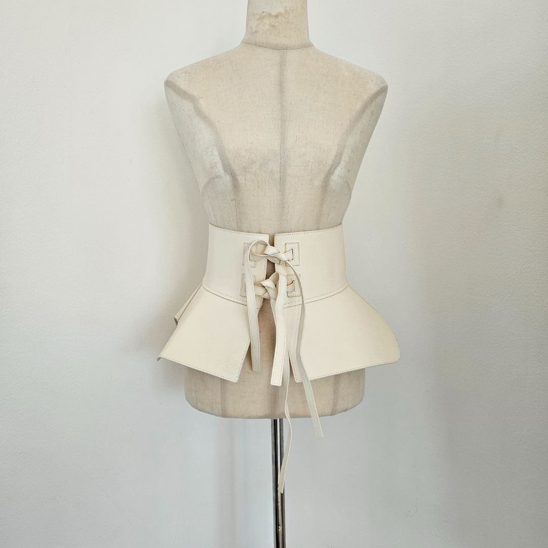 Loewe Beige Leather Obi Corset Belt S