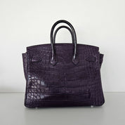Hermès Birkin 25 Amethyst Crocodile Palladium Hardware