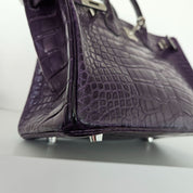 Hermès Birkin 25 Amethyst Crocodile Palladium Hardware