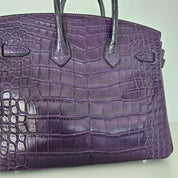 Hermès Birkin 25 Amethyst Crocodile Palladium Hardware