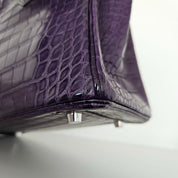 Hermès Birkin 25 Amethyst Crocodile Palladium Hardware
