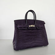 Hermès Birkin 25 Amethyst Crocodile Palladium Hardware