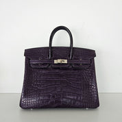 Hermès Birkin 25 Amethyst Crocodile Palladium Hardware