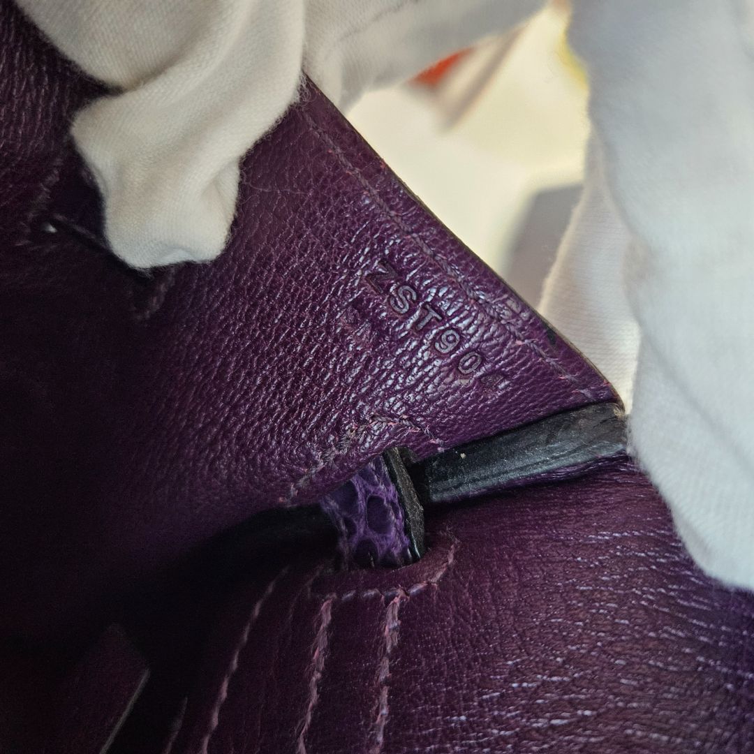 Hermès Birkin 25 Amethyst Crocodile Palladium Hardware