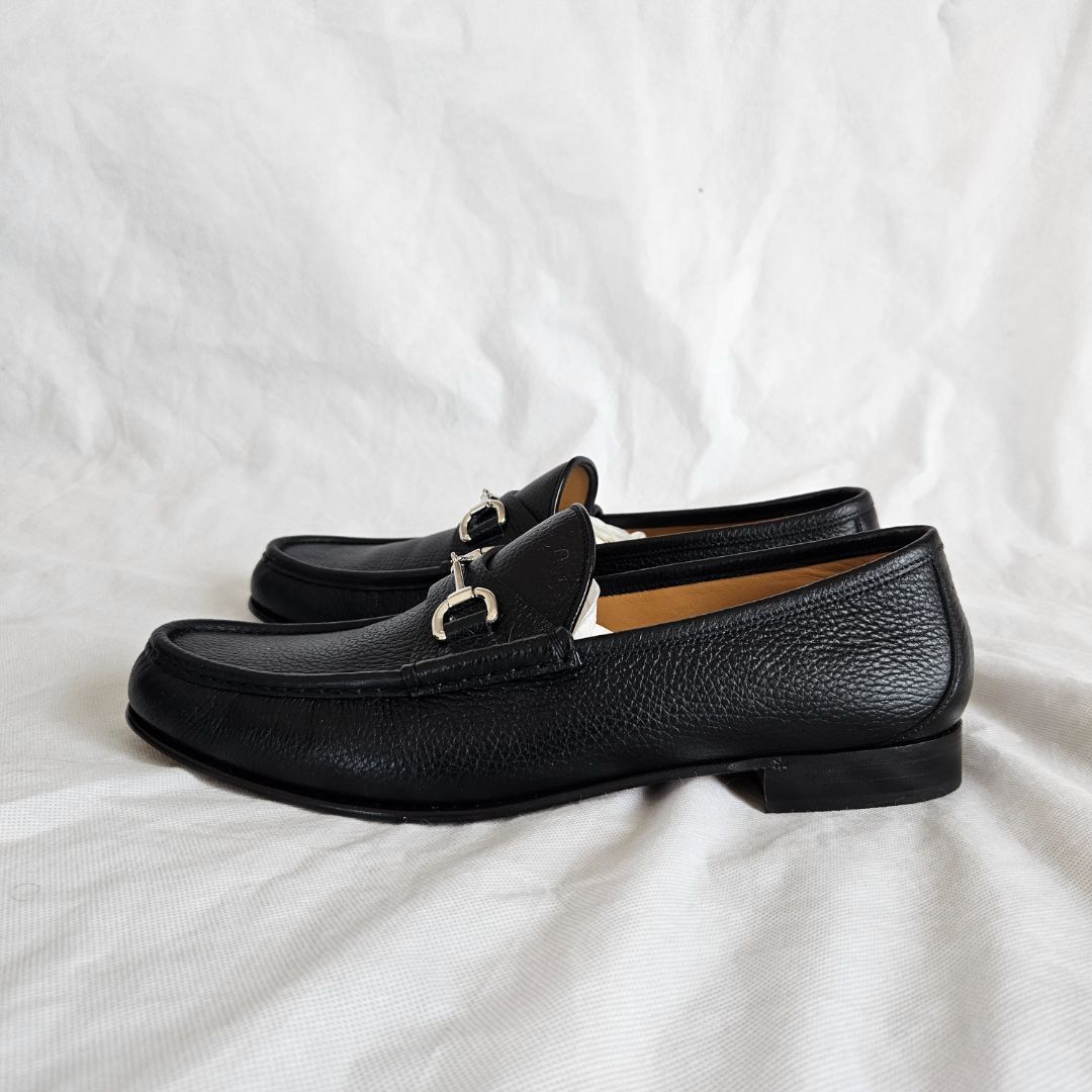 gucci dress shoes black Gucci Black Leather Horsebit Moccasin Loafer Shoes, 12 - BOPF