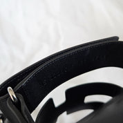 Hermes Black Leather Chypre Sandals, 37