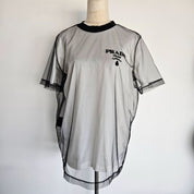 Prada White/Black Embroidered Logo Jersey T Shirt
