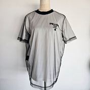 Prada White/Black Embroidered Logo Jersey T Shirt