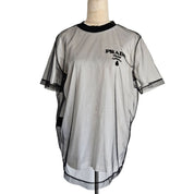 Prada White/Black Embroidered Logo Jersey T Shirt