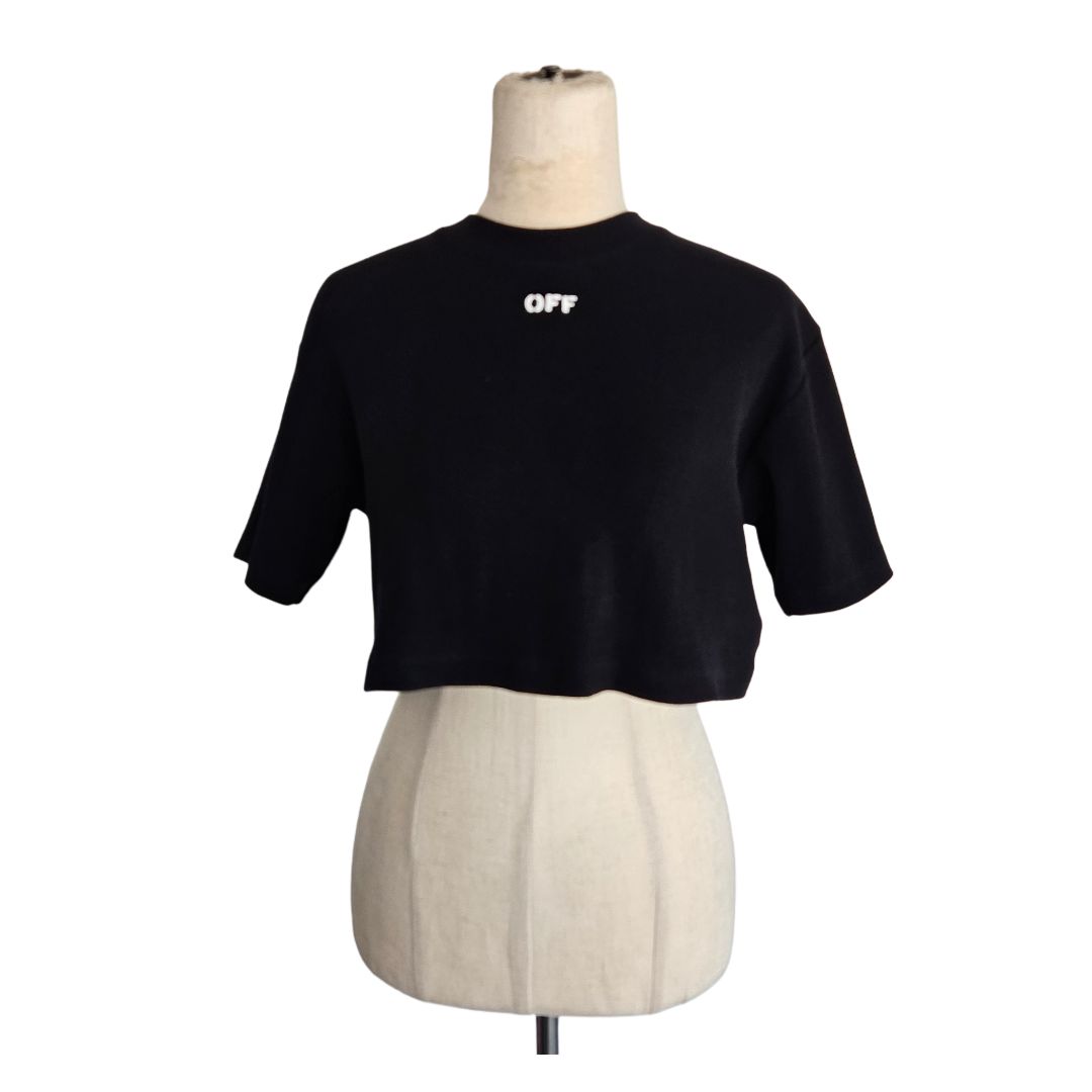 Off-White Rib Knit Black Crop Top