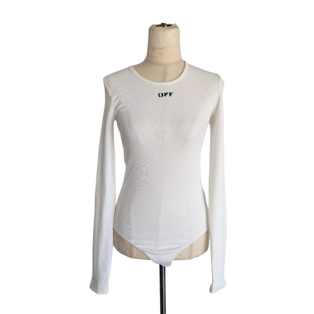 Off-White Rib Long Sleeve White Bodysuit