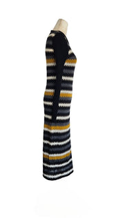 M Missoni Black, White, Yellow Zig Zag Knit Dress