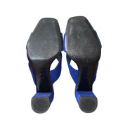 Saint Laurent Blue Crisscross Lou Lou Block Heel  Mules