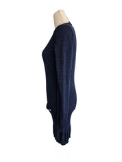 Chanel Blue Wool Ribbed Knit Sweater Dress W/ Leggings