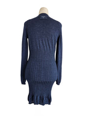 Chanel Blue Wool Ribbed Knit Sweater Dress W/ Leggings