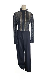 Pinko Black Aberdaron Stretch Lace Jumpsuit