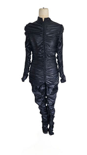 Alexander Wang Black Ruched Long Sleeve Top & Legging Set