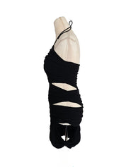 Monot Black Cut Out Halter Neck Dress
