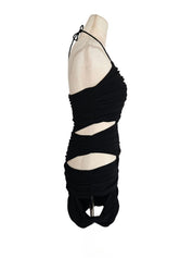 Monot Black Cut Out Halter Neck Dress