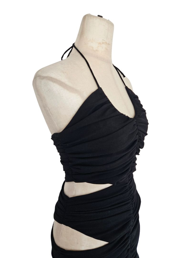 monot cut out halter dress WIDE RIB HALTER CUT AWAY DRESS STILLWATER