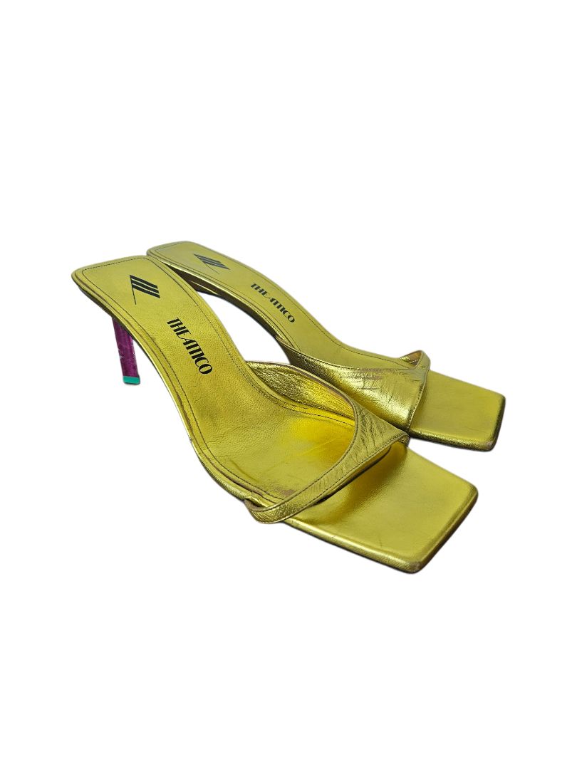 Attico Gold Square Toe Sandals, 41