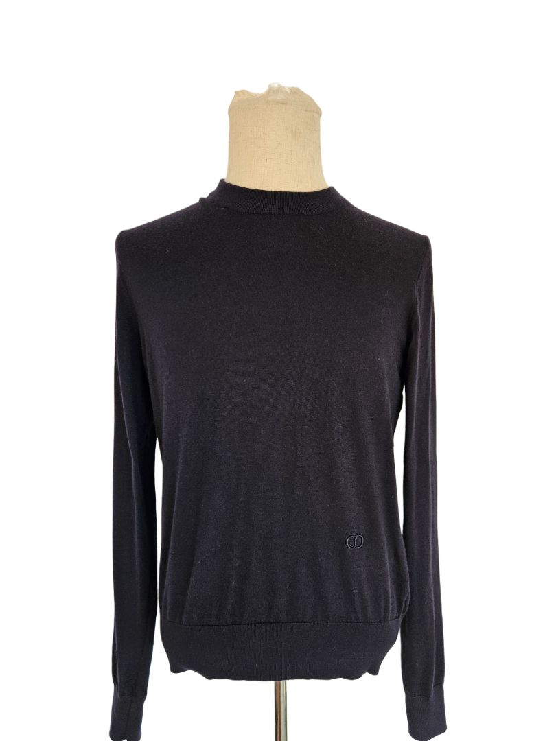 Dior Navy Blue Knit CD Iconic Logo Sweatshirt