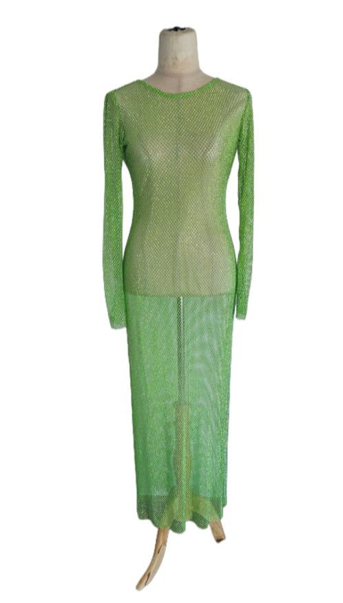 Lobster Claw Green Crystal Long Sleeve Citru Dress
