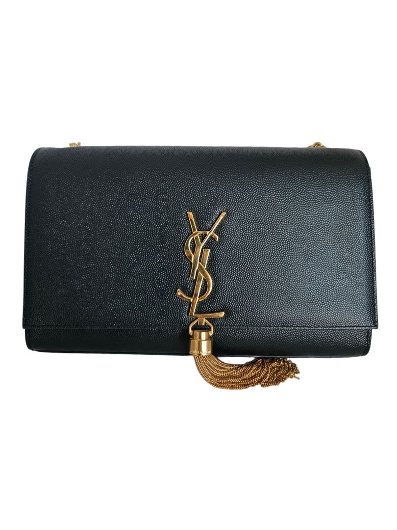 Saint Laurent Monogram Kate Tassel Shoulder Deep Green Bag