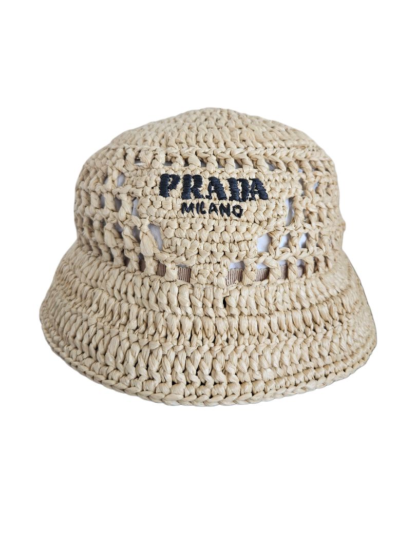 Prada Beige Crochet Bucket Summer Hat - BOPF | Business of  display picture 1