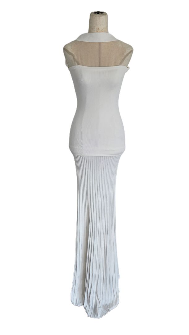 Arakii White Sleeveless Ribbed Dress