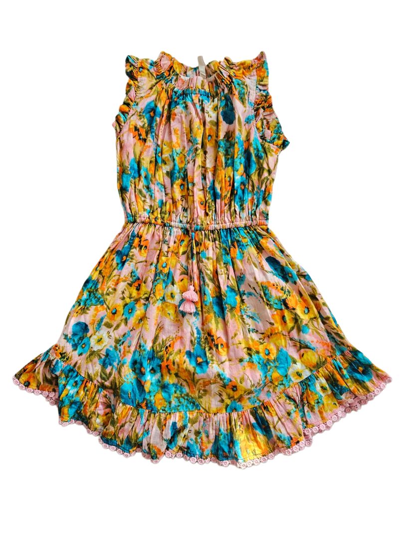 Zimmermann Raffle Sleeve String Bow Floral Print Multicolor Dress For Girl