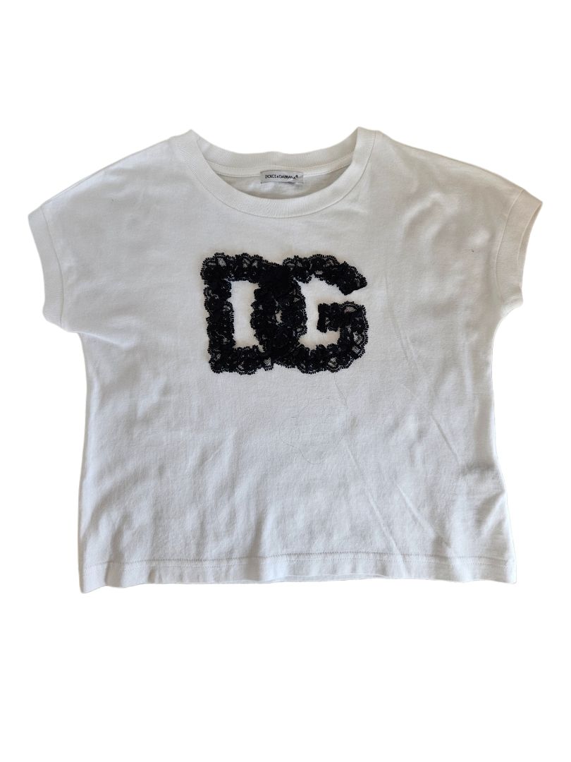 Dolce & Gabbana Lace Logo T-Shirt & Graffiti Print Draw String Skirt Set For Girls