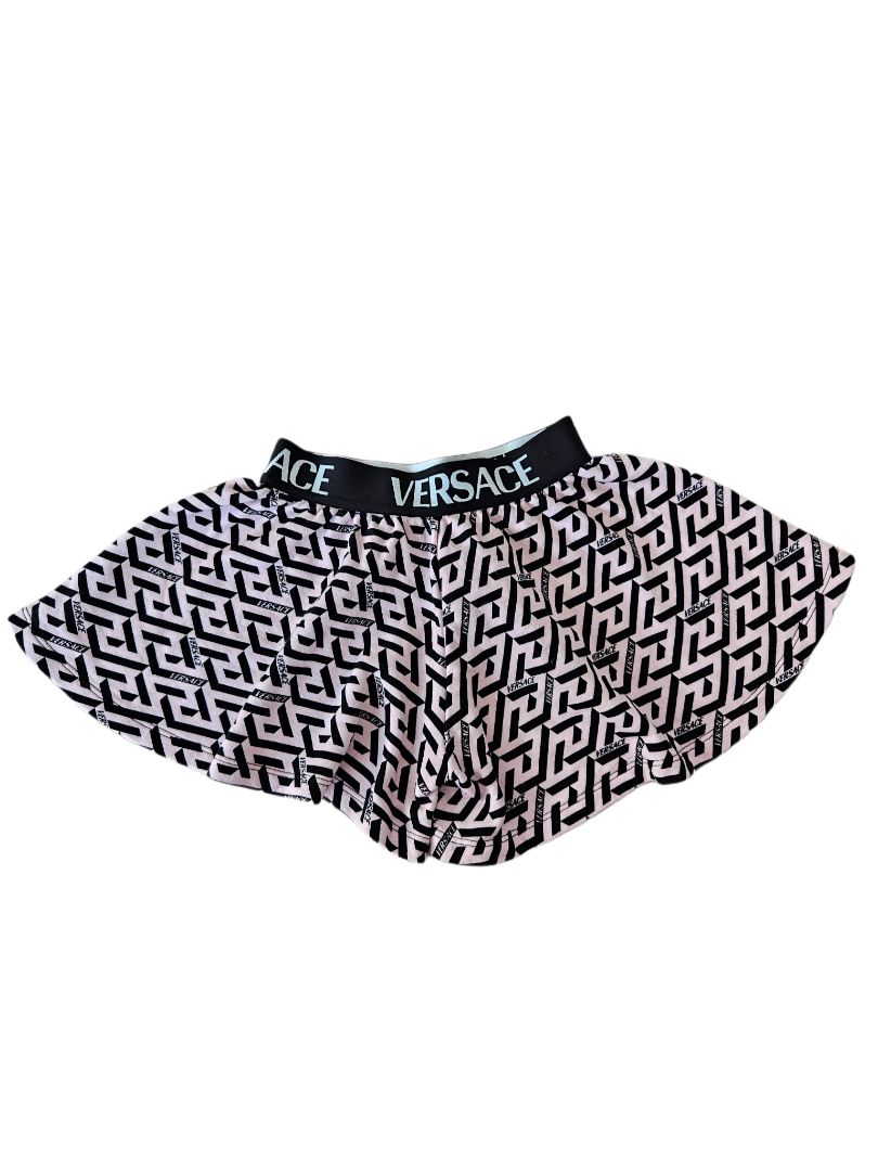 Versace Purple/Black Logo Print Waistband Short For Girls