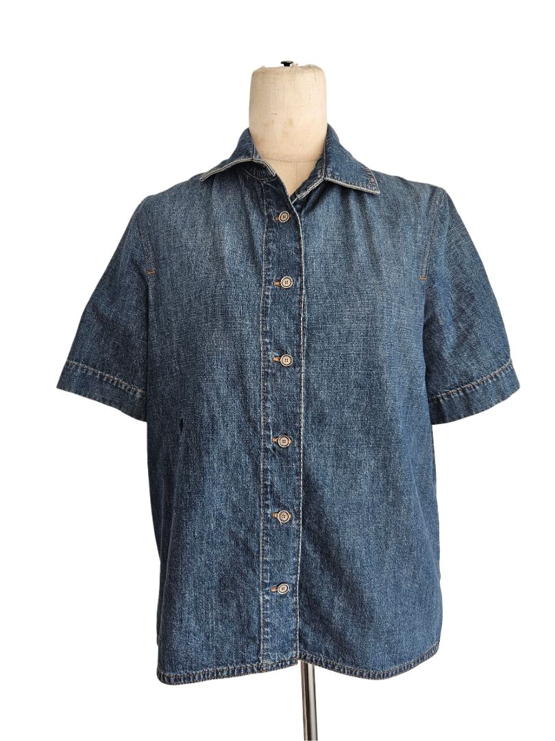 Christian Dior Blue Tiger Embroidered Denim Shirt