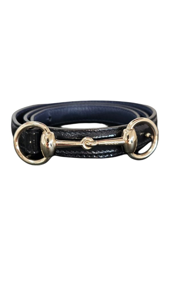 Gucci Navy Blue Horsebit Buckle Leather Belt