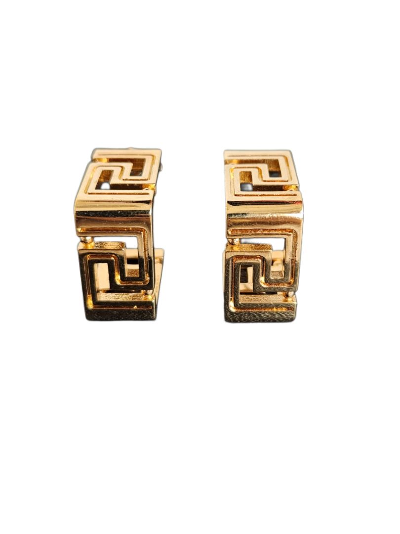 Versace Greca Square Gold Hoop Earring