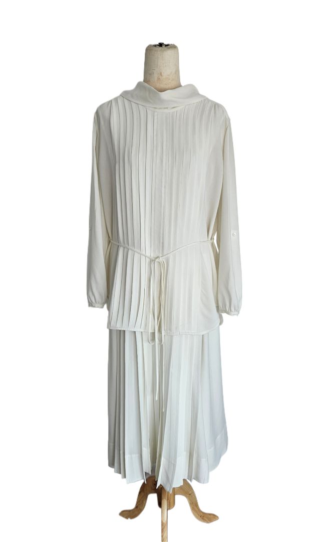 phillip lim pleated dress Pleated Tank Dress With Lace Insert White / 10