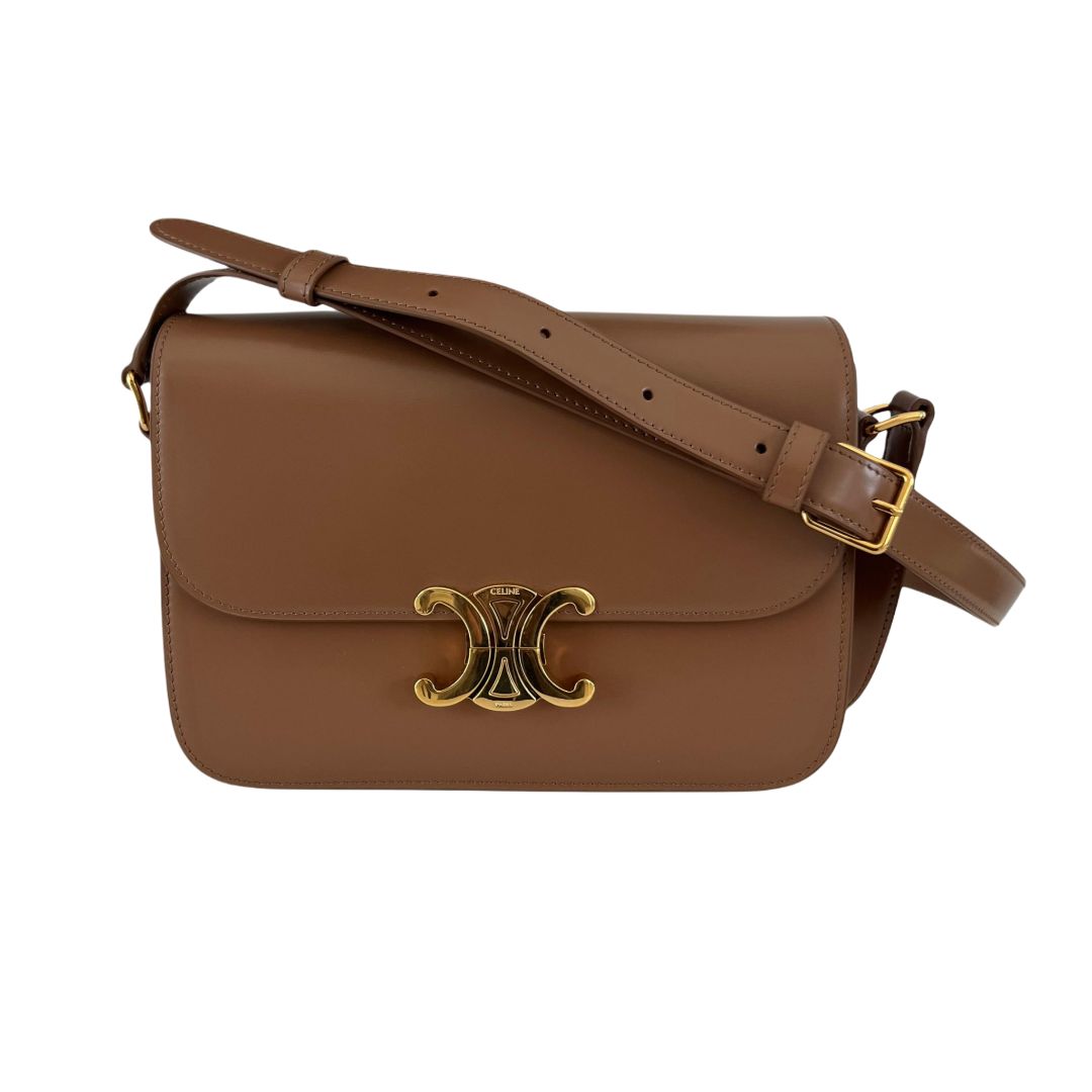 Celine Triomphe Classic Brown Flap Bag