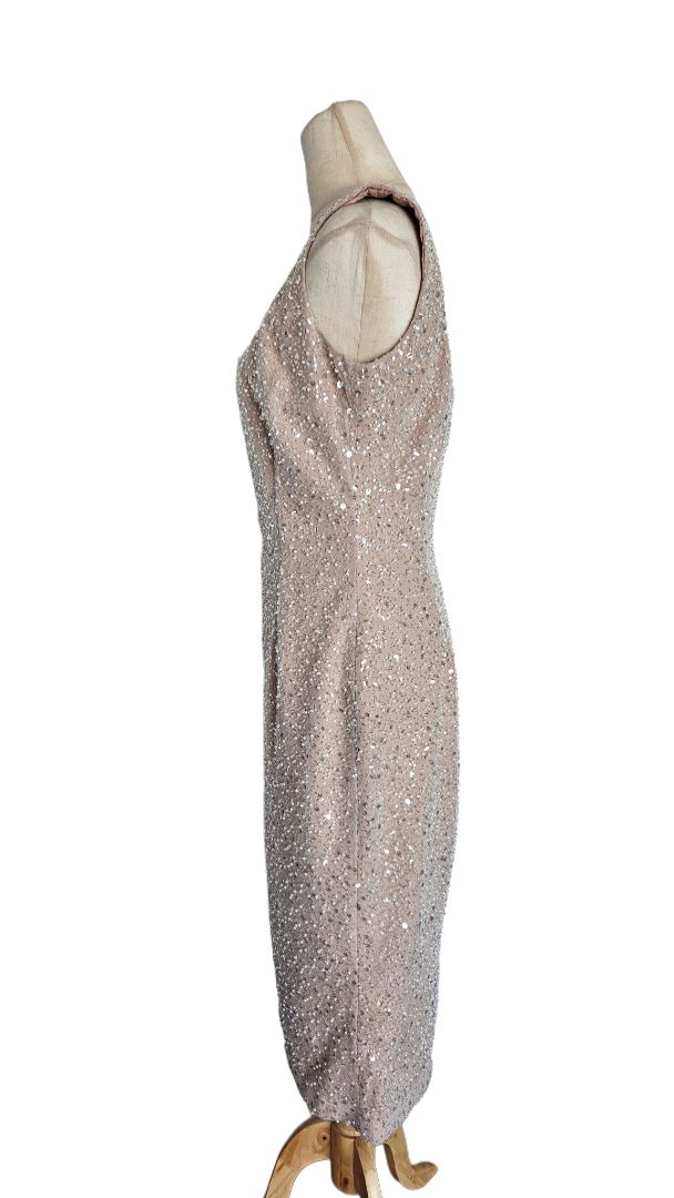 Nadine Merabi Beige Pearl Sequins Sleeveless Dress Nadine Merabi Beige Pearl Sequins Sleeveless Dress