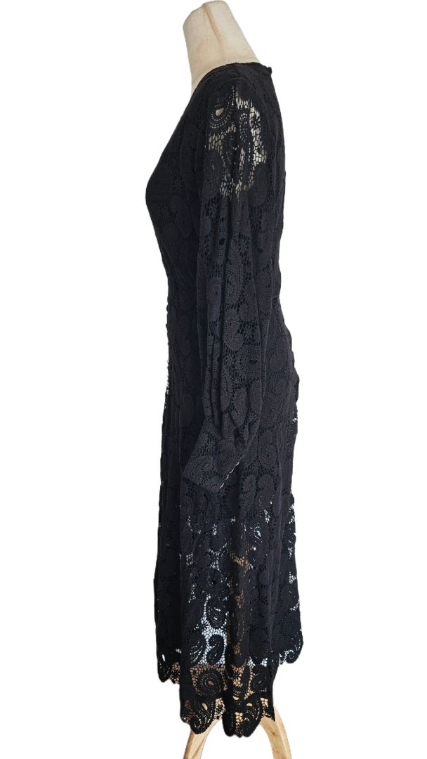 the kooples lace dress The Kooples Moonlight New Cabaret Lace Embroidered Dress Black Size 34 US 2 XS