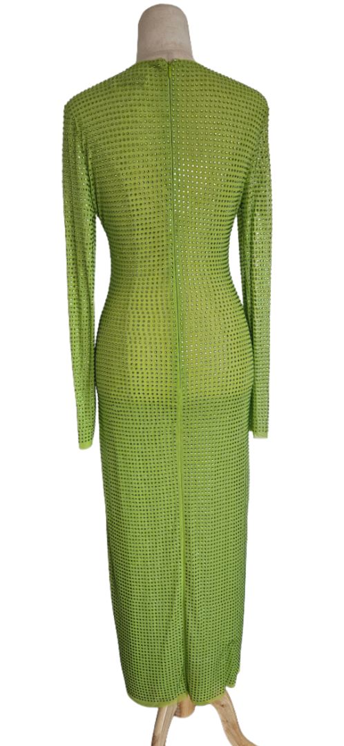 Self Portrait Green Crystal Embellished Long Sleeve Bodycon Dress - BOPF | Business of Preloved Fashion Self Portrait Green Crystal Embellished Long Sleeve Bodycon Dress - BOPF | Business of Preloved Fashion