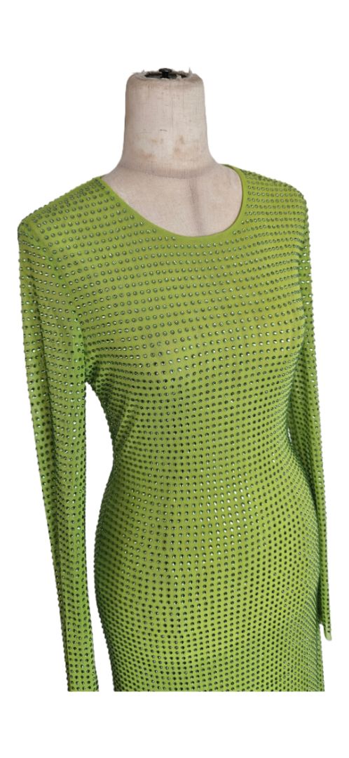 Self Portrait Green Crystal Embellished Long Sleeve Bodycon Dress - BOPF | Business of Preloved Fashion Self Portrait Green Crystal Embellished Long Sleeve Bodycon Dress - BOPF | Business of Preloved Fashion